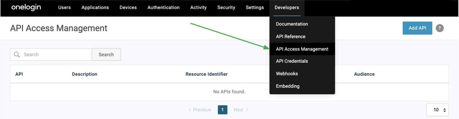 API authorization server UI